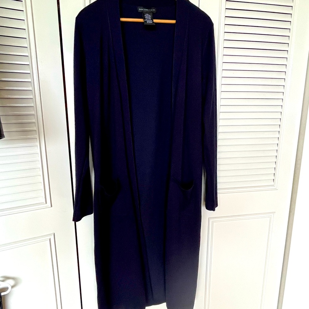 Open front, long Navy cardigan,